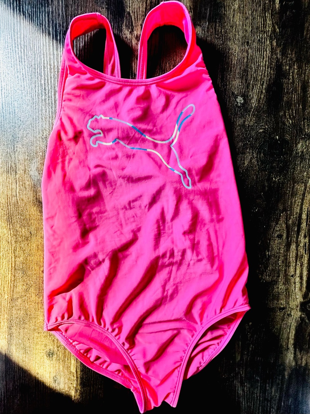 Puma Pink Girls' One-Piece Swimsuit XL